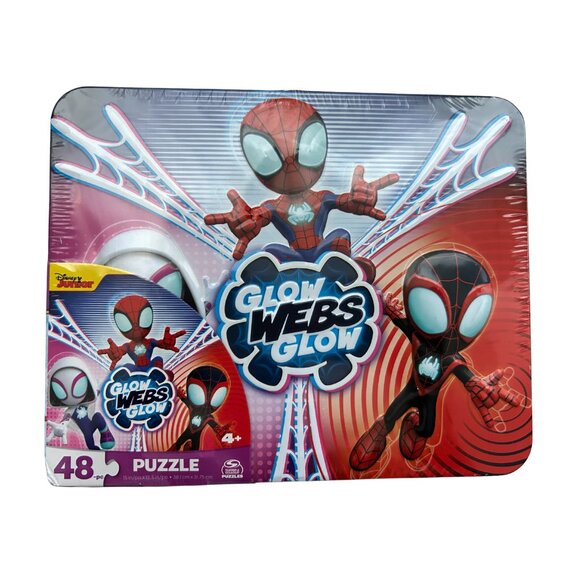 Disney Junior Spidey Amazing Friends Glow Webs Glow Kids Puzzle 48 Pieces Age 4+ - Picture 1 of 2